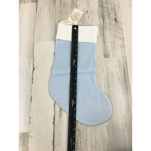 Beaufort Bonnet Company Beale Street Blue Herringbone Sleighbell Stocking NWT - Picture 8 of 8